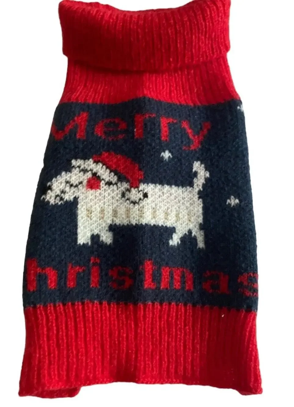 red Turtleneck Dog Sweater Christmas XS S Pet Clothes White Scottie Dog Terrier